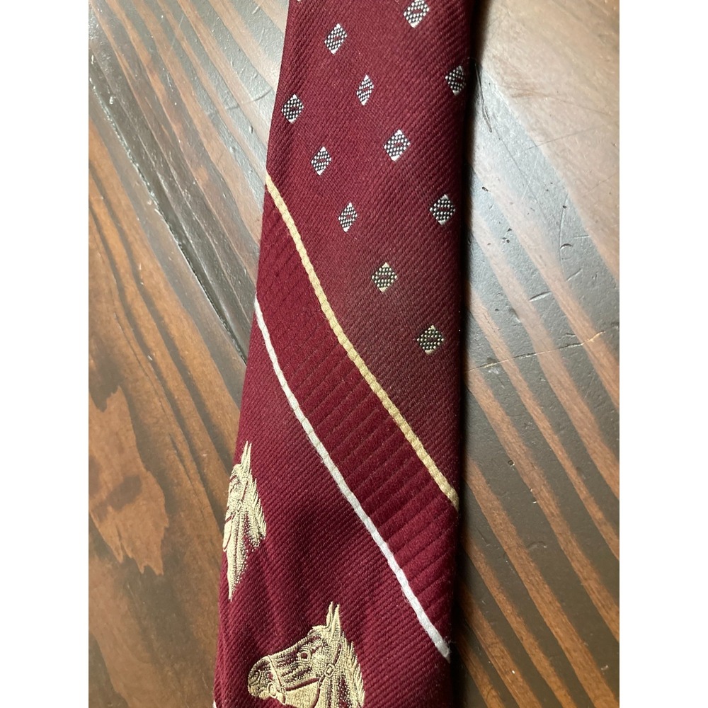 Vintage Rattler Burgundy Red Horse Neck Tie Neckwear 100% Poloyester - Picture 7 of 7